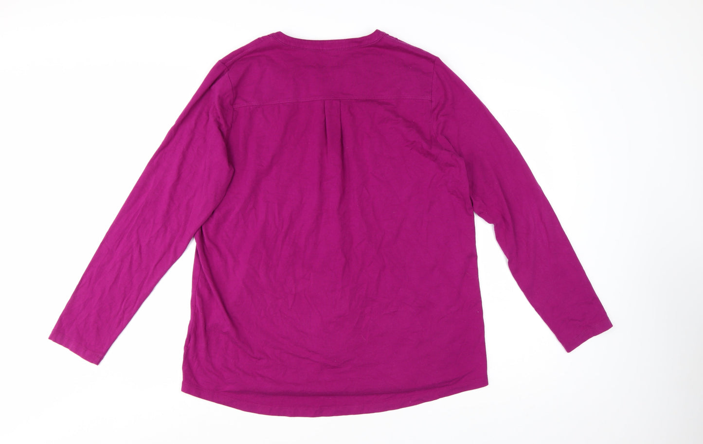 Lands' End Women's Purple Long Sleeve Cotton Blend Button Blouse Size L
