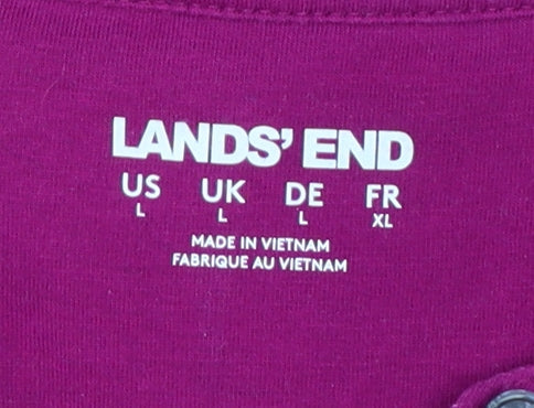 Lands' End Women's Purple Long Sleeve Cotton Blend Button Blouse Size L