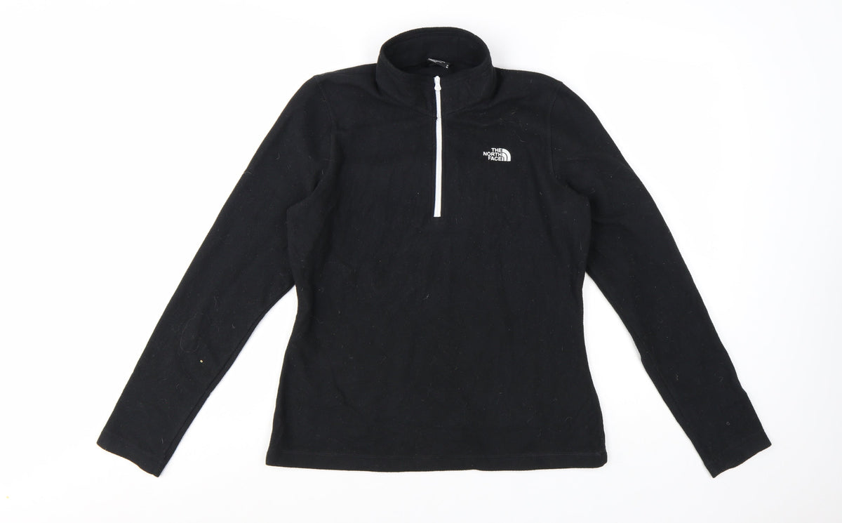 The North Face Women Black Fleece 1/4 Zip Pullover Sweatshirt M