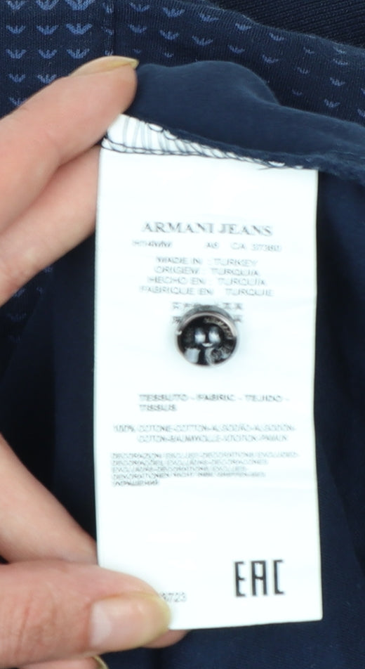 Armani Jeans Men's Blue Cotton Short Sleeve Polo Shirt M