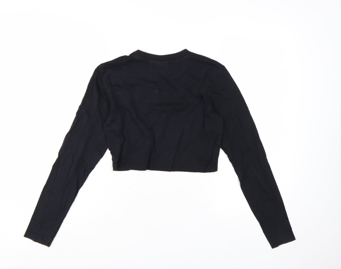 FILA Women's Black Cropped Long Sleeve Cotton T-Shirt XS