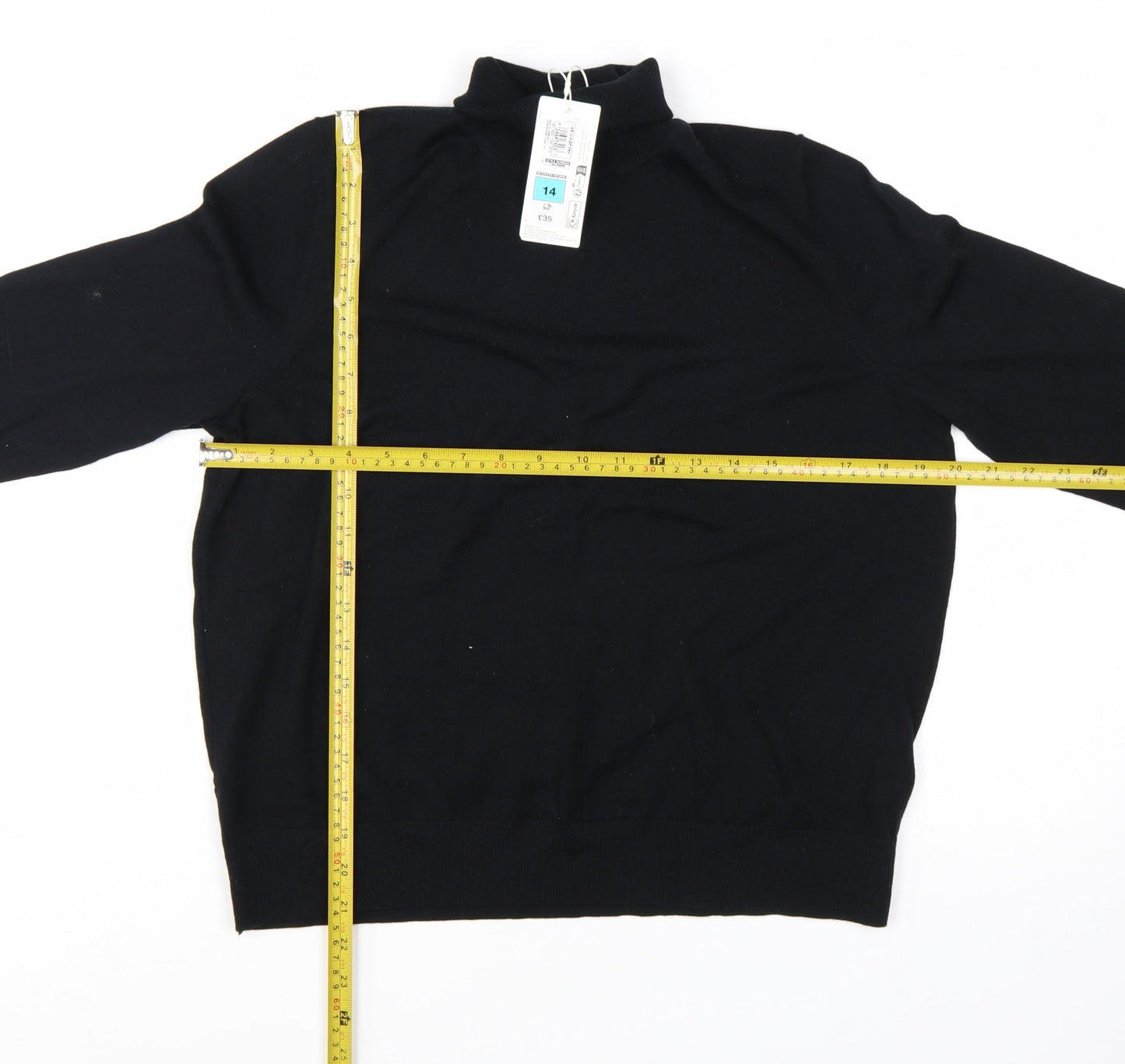Marks and Spencer Women’s Black Merino Wool Roll Neck Jumper Size 14