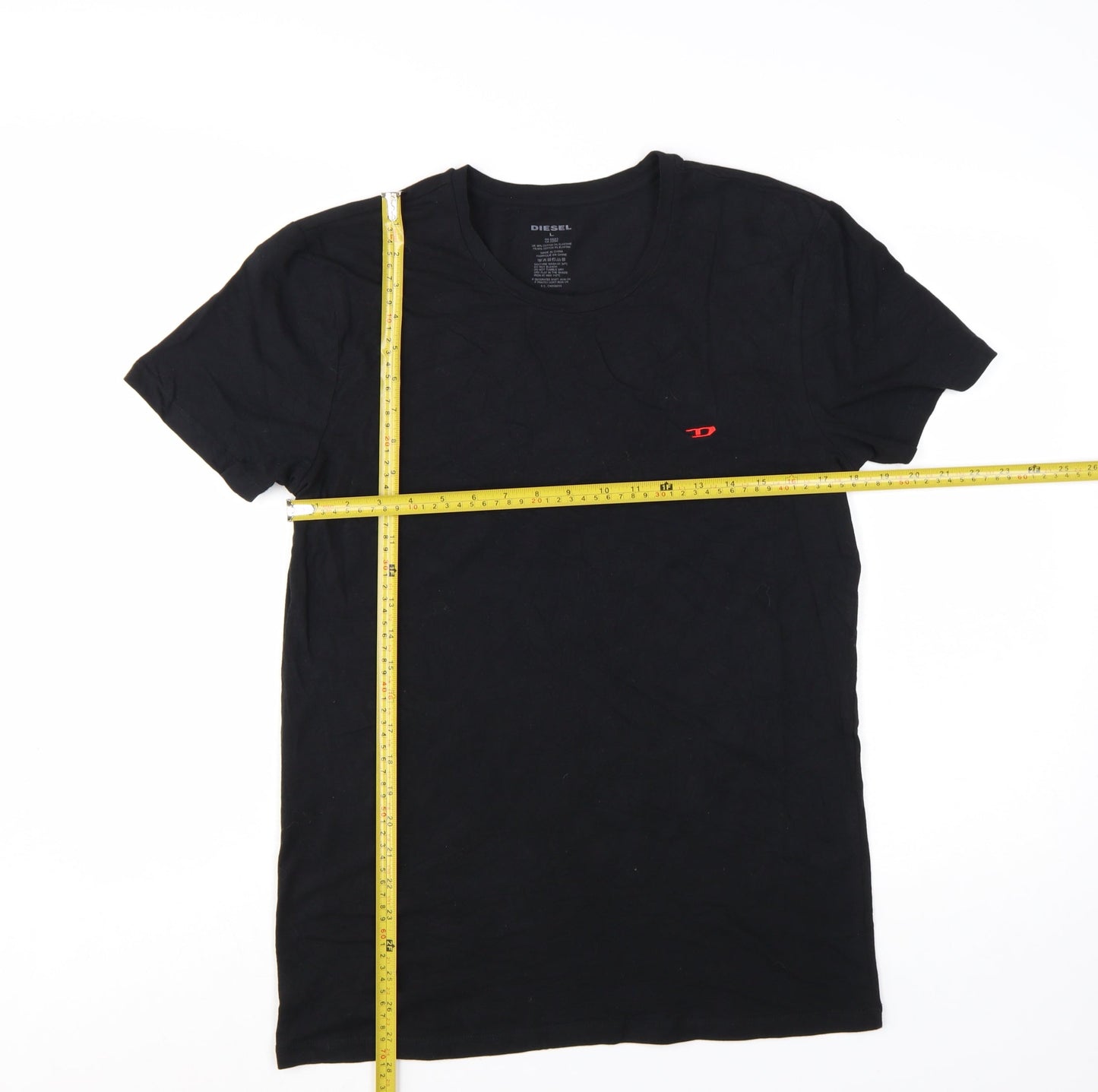 Diesel Men's Black Crew Neck Short Sleeve Cotton Blend T-Shirt Size L