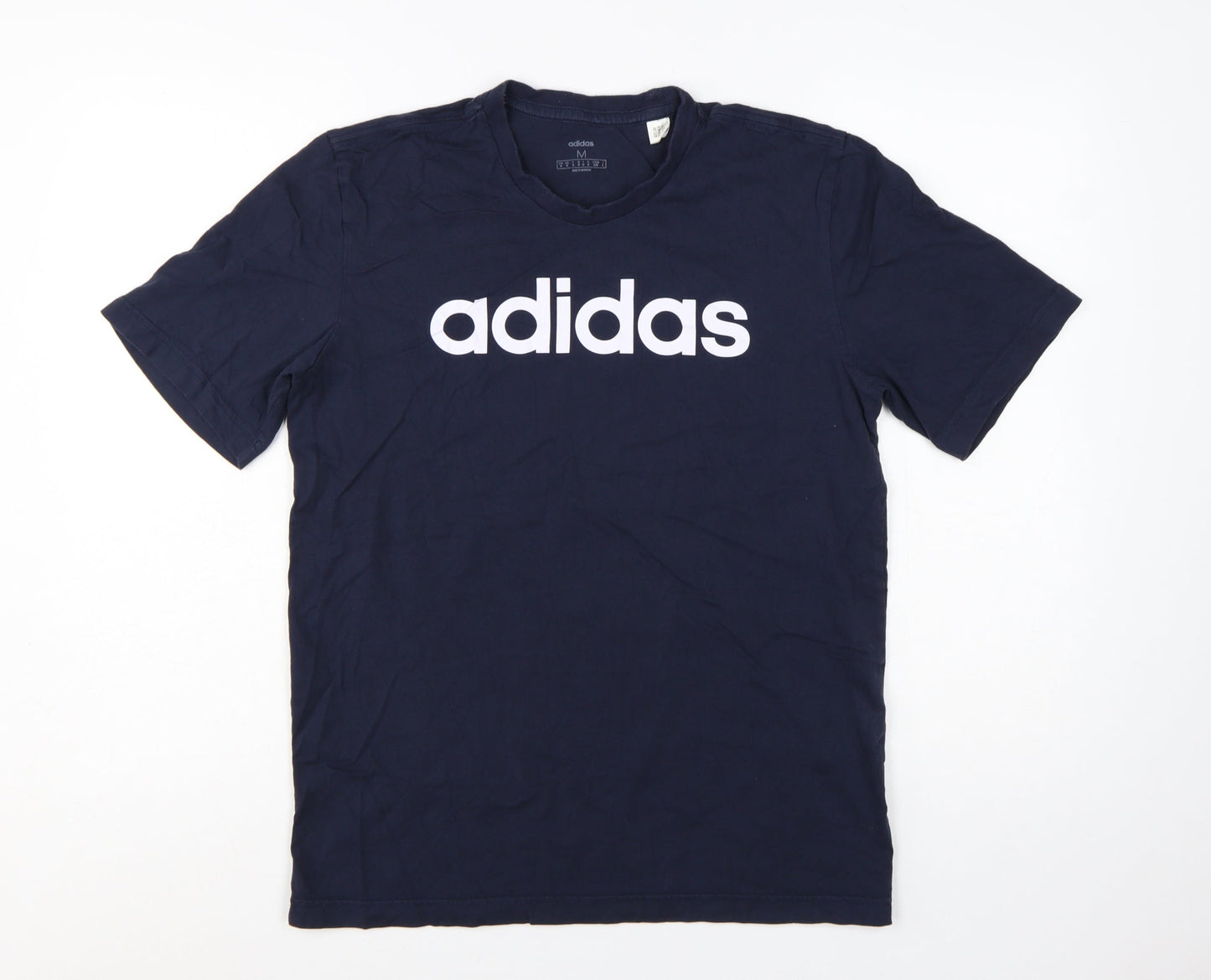 adidas Men's Blue Medium Logo Graphic Sports Cotton T-Shirt