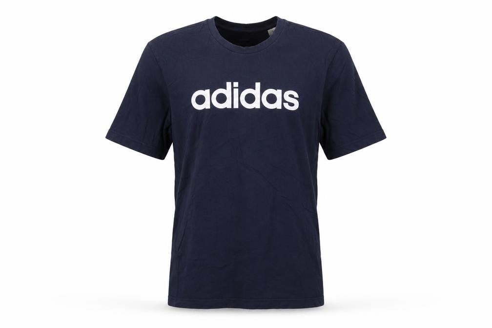 adidas Men's Blue Medium Logo Graphic Sports Cotton T-Shirt