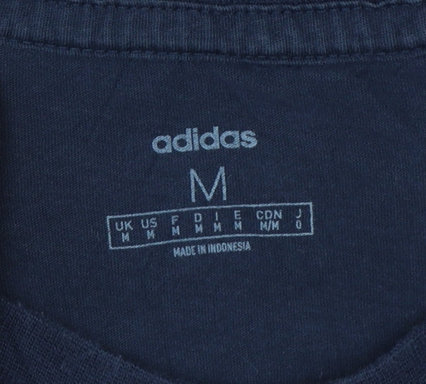 adidas Men's Blue Medium Logo Graphic Sports Cotton T-Shirt