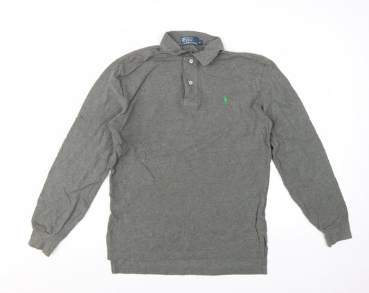 Polo Ralph Lauren Men's Grey Long Sleeve Cotton Polo Shirt Size S