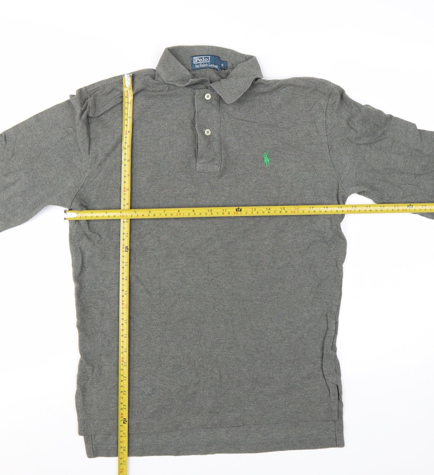 Polo Ralph Lauren Men's Grey Long Sleeve Cotton Polo Shirt Size S