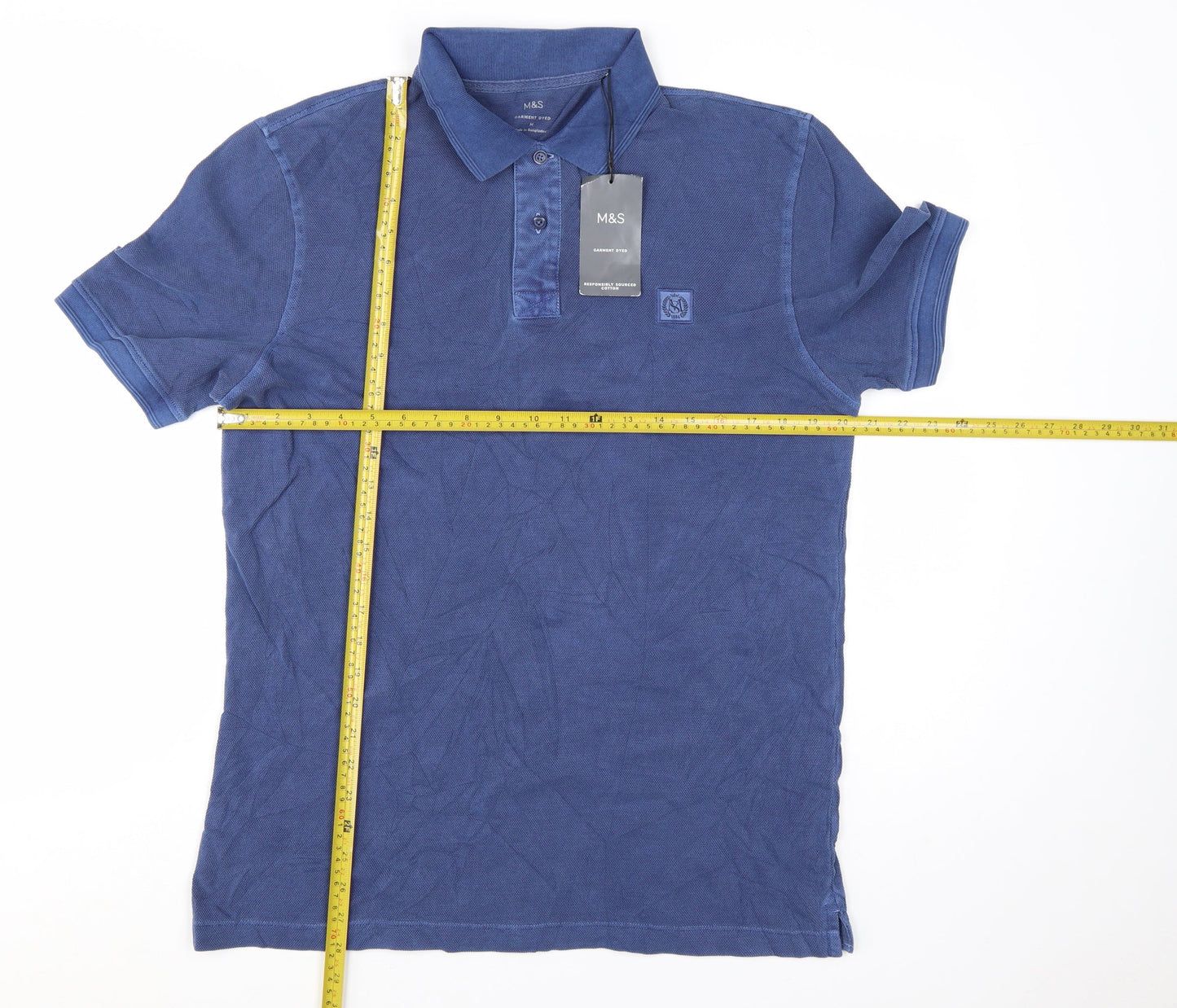 Marks and Spencer Men's Blue Regular Fit Cotton Polo Shirt M
