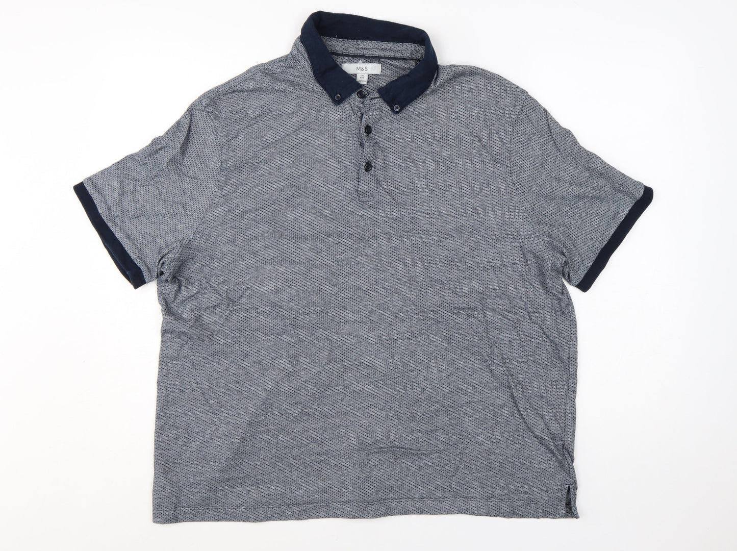 Marks and Spencer Men’s Blue 2XL Regular Fit Short Sleeve Polo Shirt