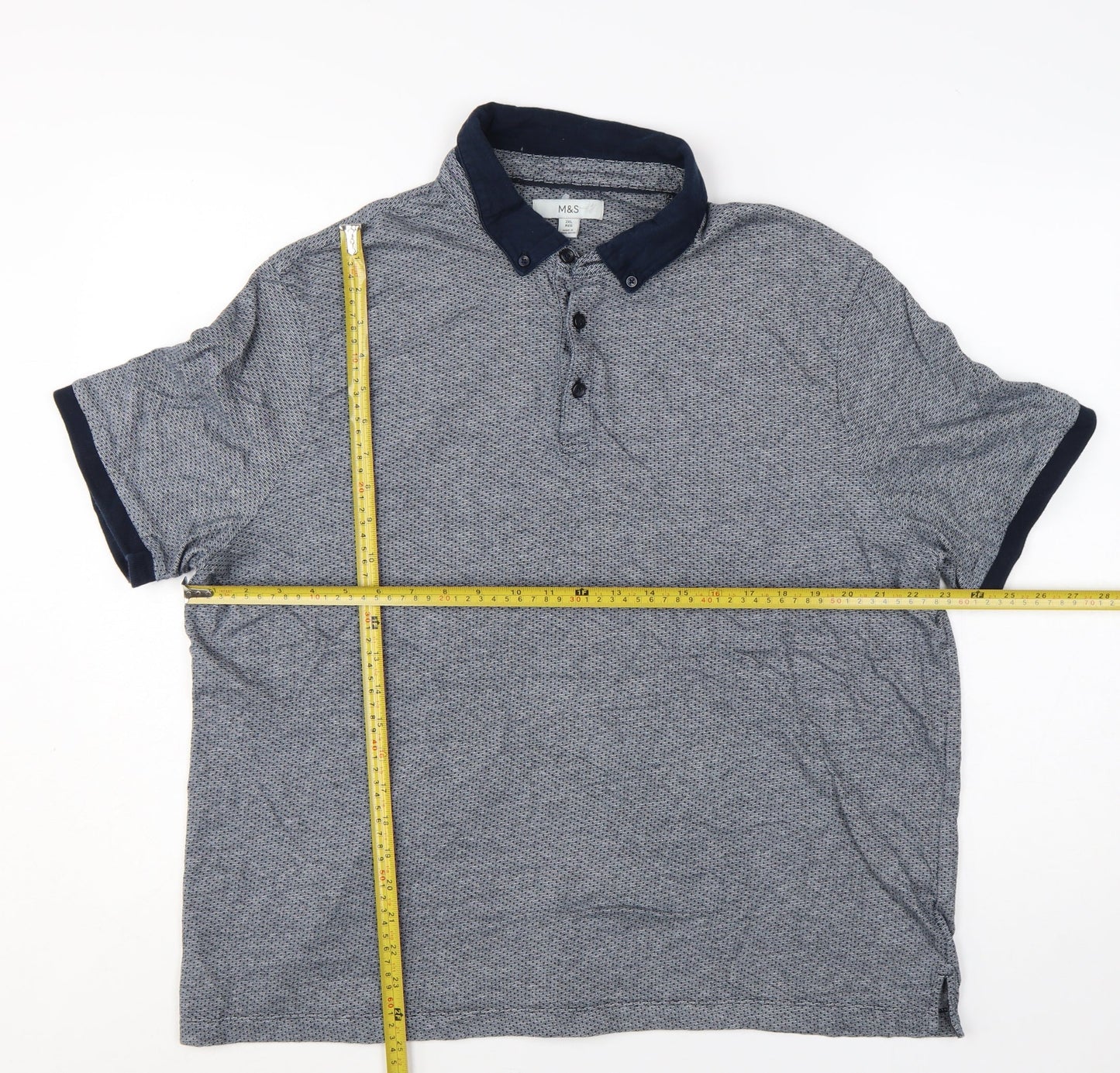 Marks and Spencer Men’s Blue 2XL Regular Fit Short Sleeve Polo Shirt