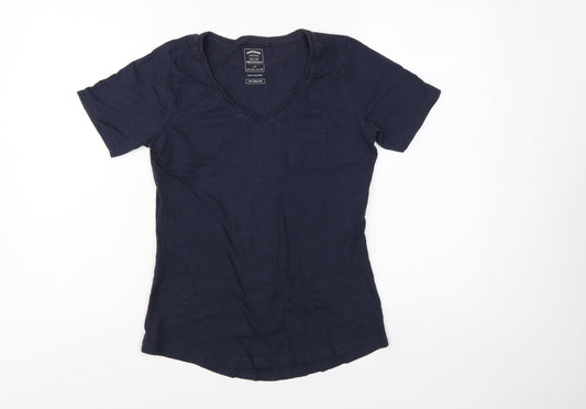 FatFace Women's Blue V-Neck Cotton Short Sleeve T-Shirt Size 10