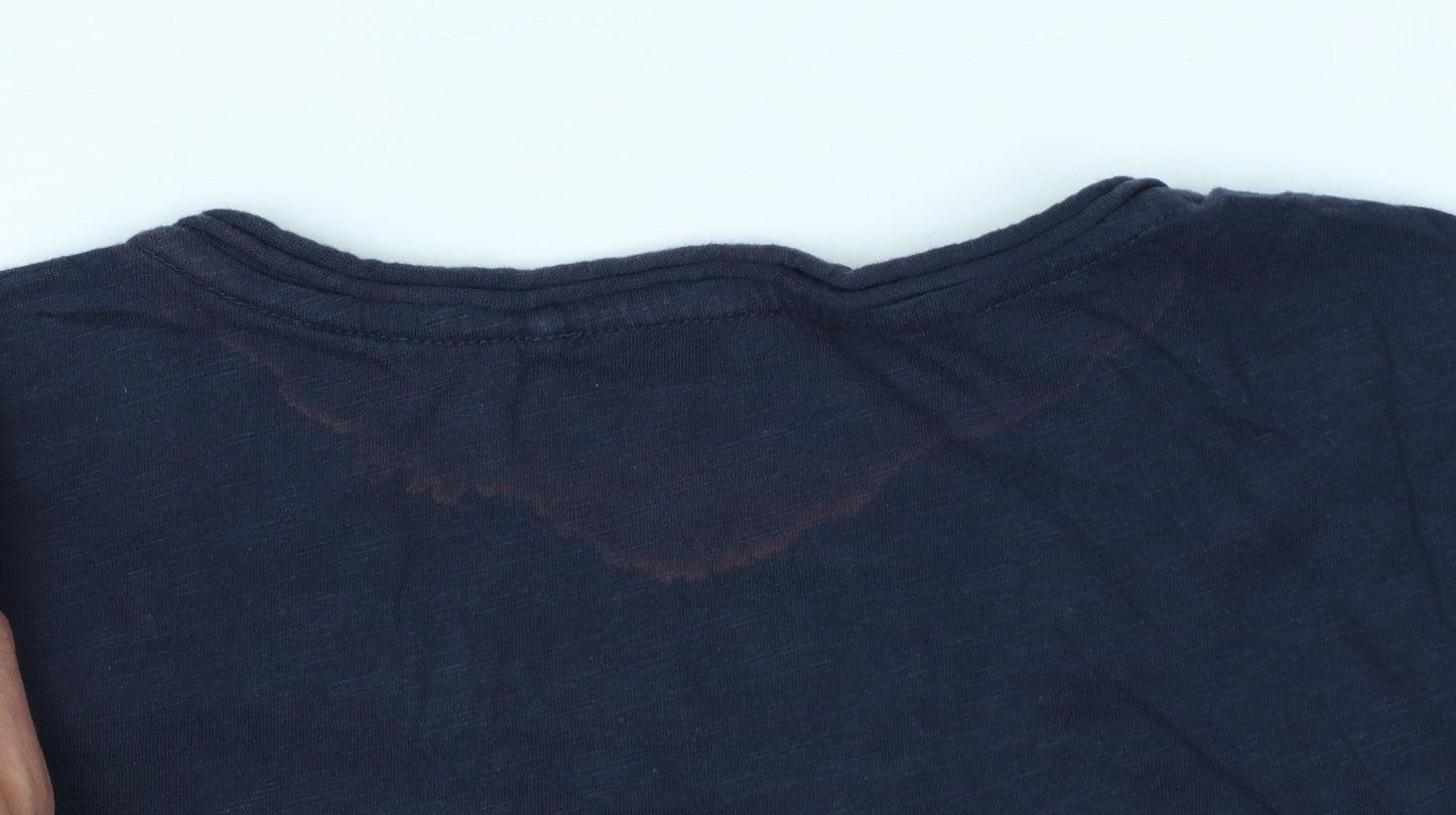 FatFace Women's Blue V-Neck Cotton Short Sleeve T-Shirt Size 10