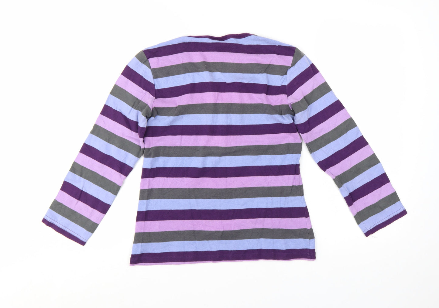 M&Co Women’s Multicoloured Striped Long Sleeve Cotton Stretch T-Shirt M