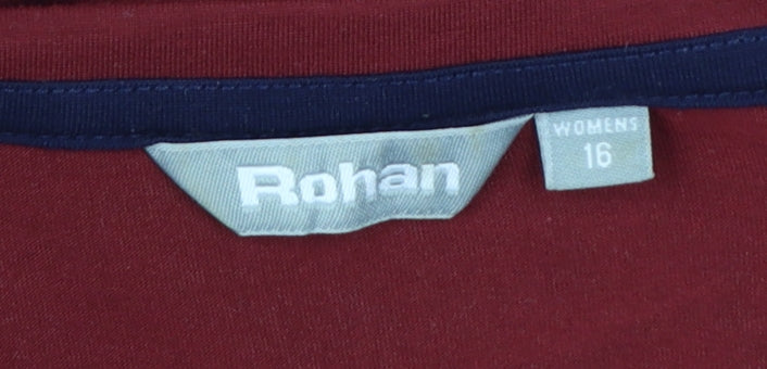 Rohan Womens Red Long Sleeve V-Neck Quick Dry Top Size 16