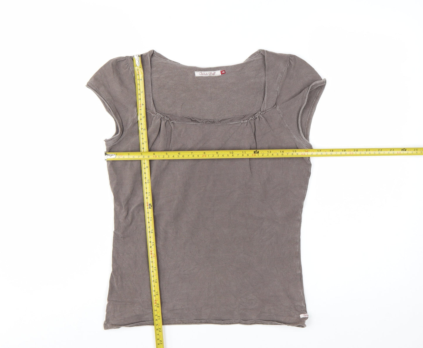 White Stuff Women's Brown Size 14 Basic Cotton Stretch T-Shirt
