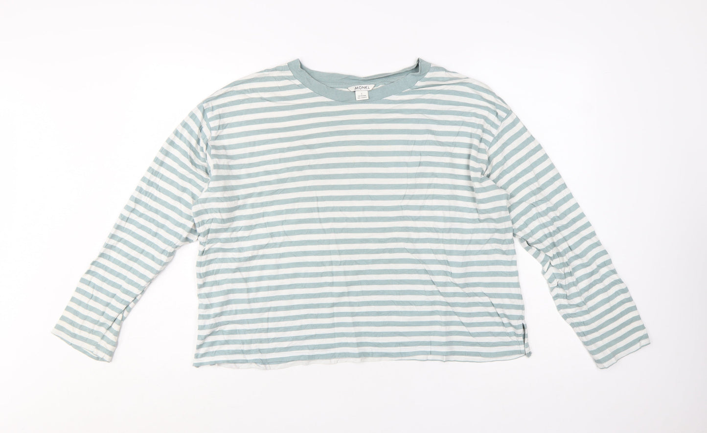 Monki Women’s Blue Striped Long Sleeve Cotton Modal T-Shirt L