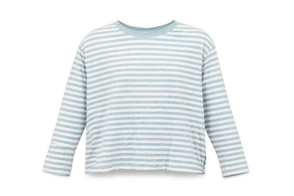 Monki Women’s Blue Striped Long Sleeve Cotton Modal T-Shirt L