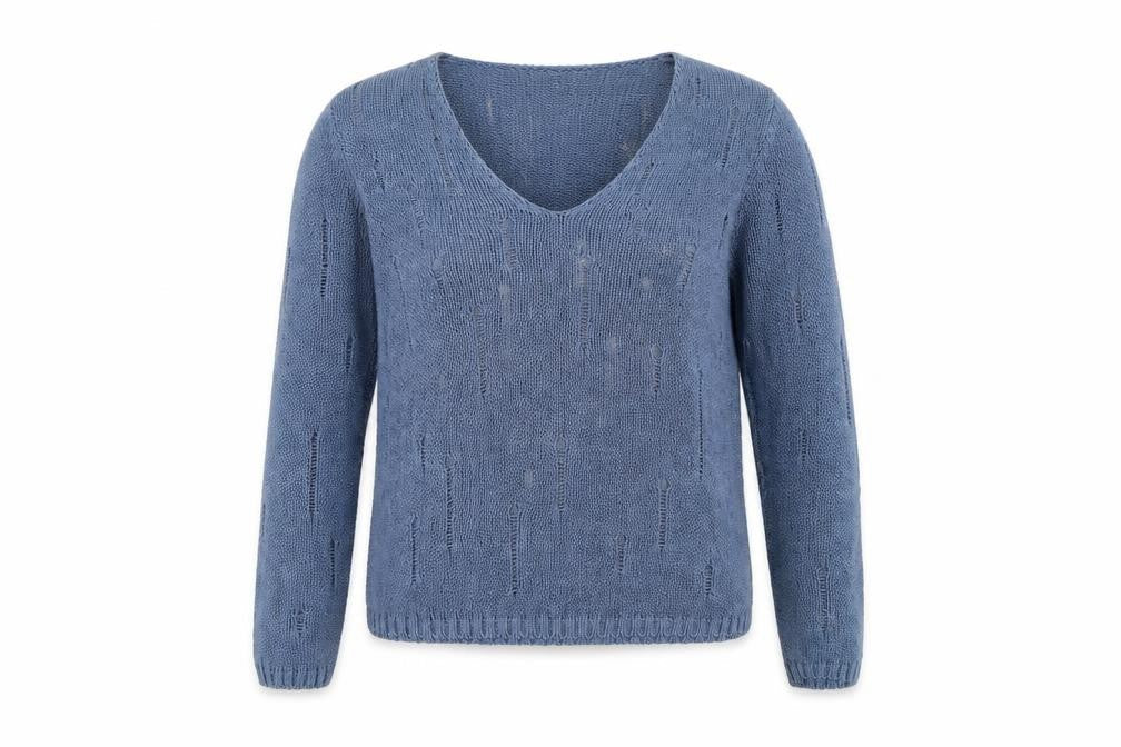 Marks & Spencer Women’s Blue V-Neck Open-Knit Jumper M