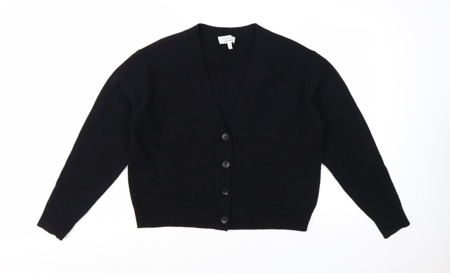 & Other Stories Women Black Wool V-Neck Cardigan Size 12