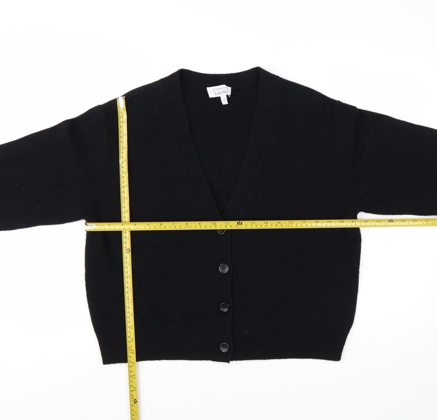& Other Stories Women Black Wool V-Neck Cardigan Size 12