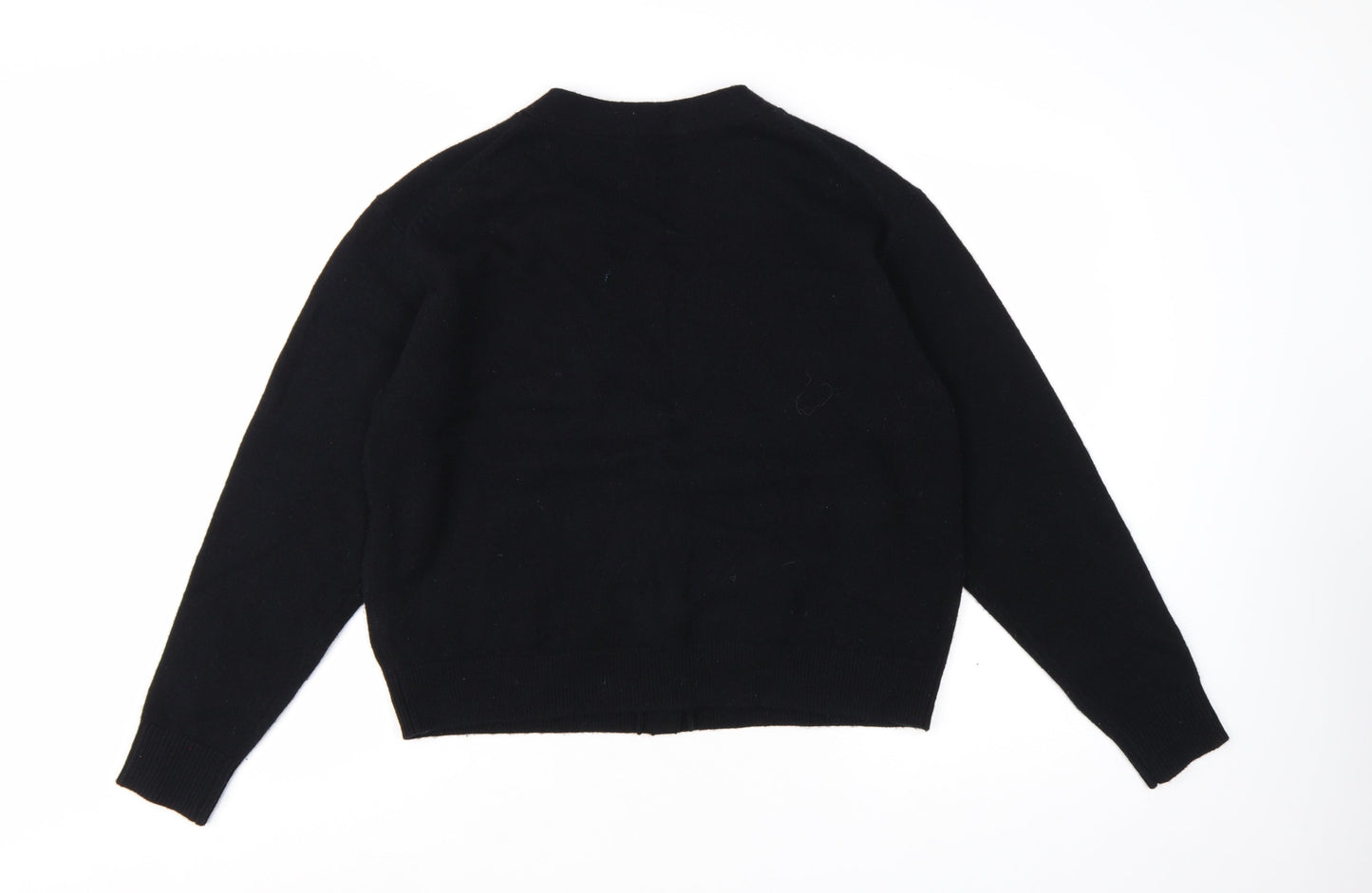 & Other Stories Women Black Wool V-Neck Cardigan Size 12
