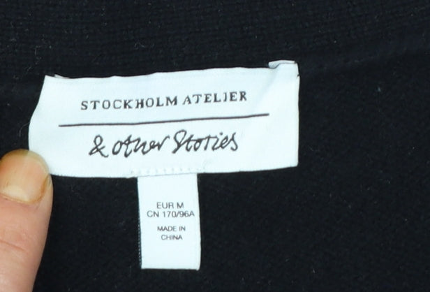 & Other Stories Women Black Wool V-Neck Cardigan Size 12