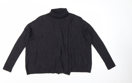 AllSaints Womens Black Merino Wool Roll Neck Jumper Size L