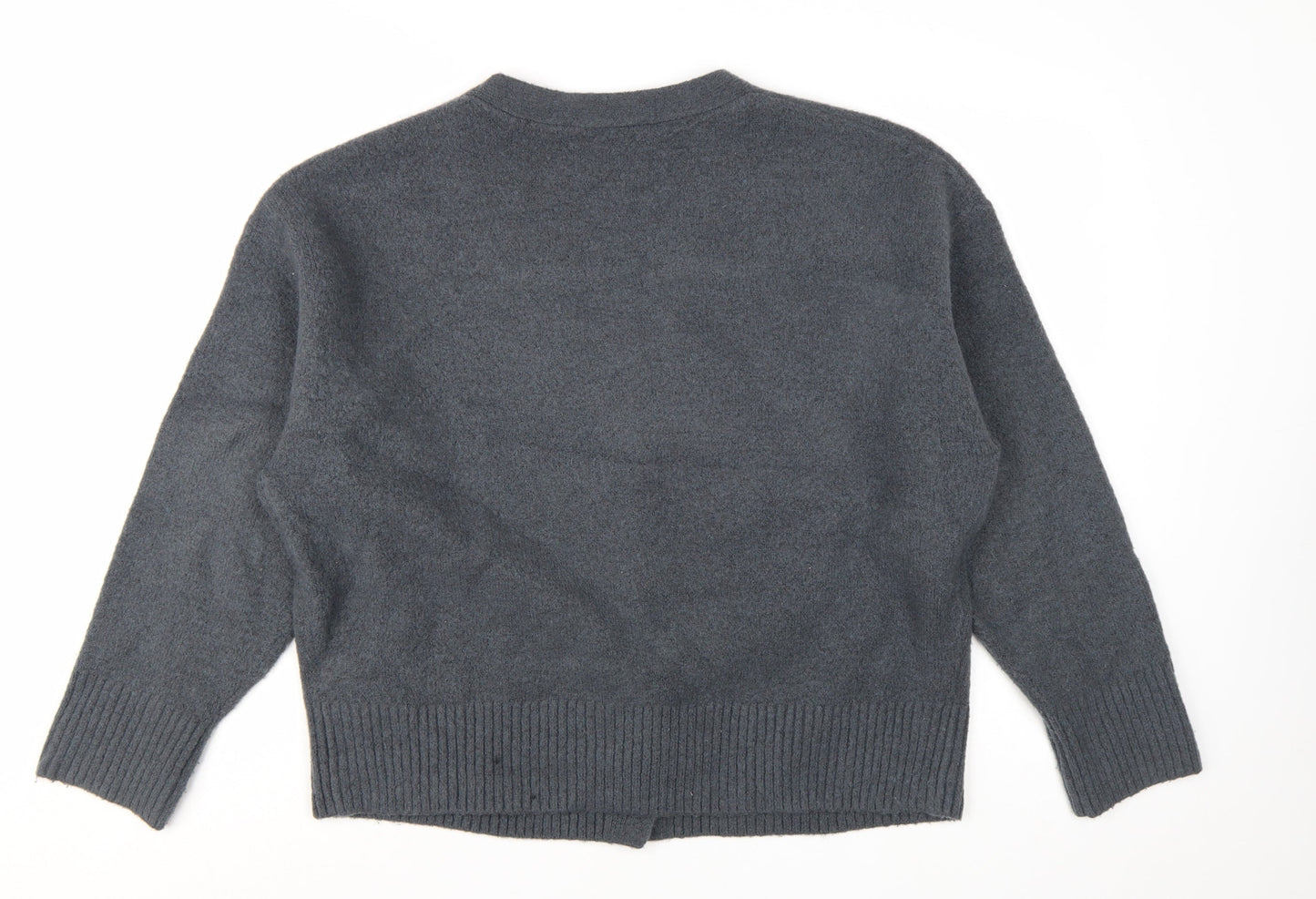 ZARA Women Grey V-Neck Long Sleeve Cardigan Size 12