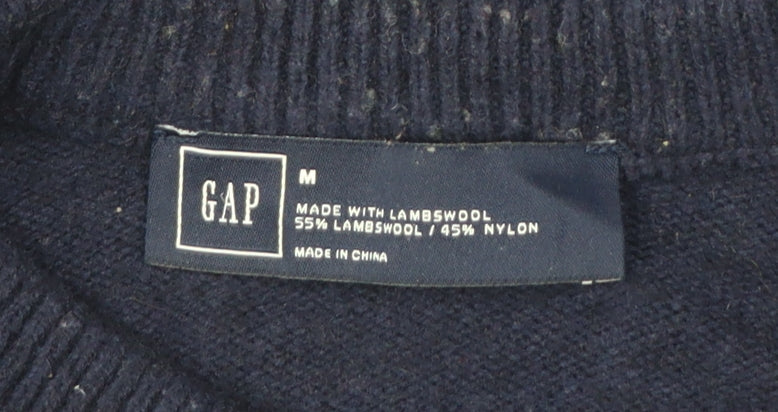 GAP Men's Blue Lambswool Crew Neck Pullover Jumper Size M