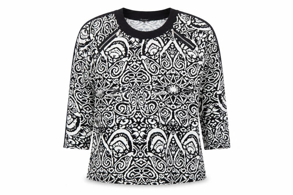 Brandtex Collection Womens Black 2XL Geometric Pullover Jumper