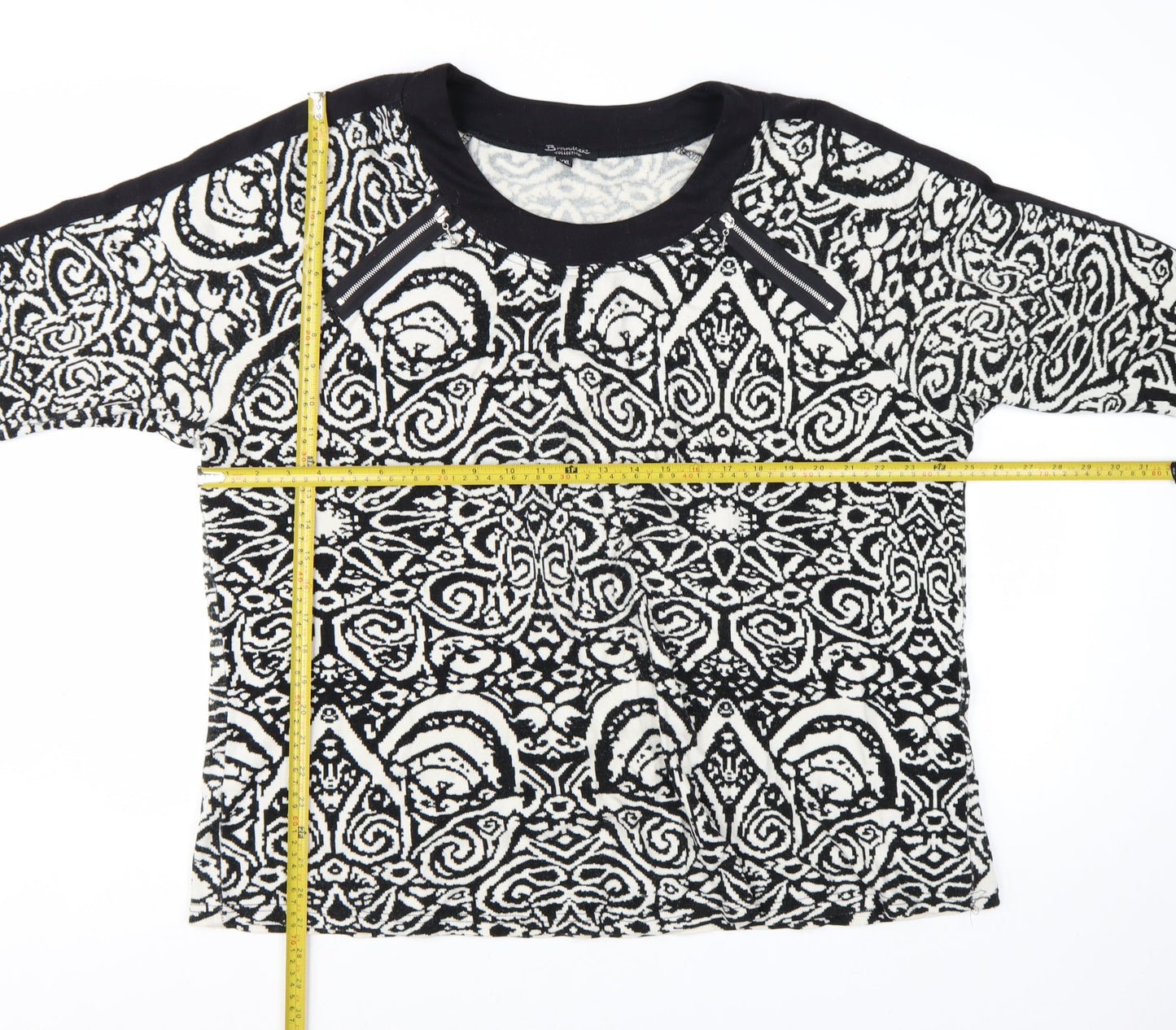 Brandtex Collection Womens Black 2XL Geometric Pullover Jumper