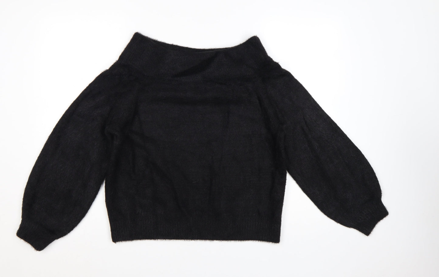 H&M Women’s Black Boat Neck Knit Jumper Size 12 Long Sleeve