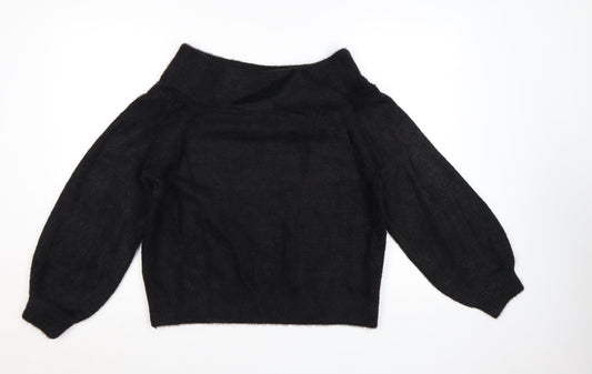 H&M Women’s Black Boat Neck Knit Jumper Size 12 Long Sleeve