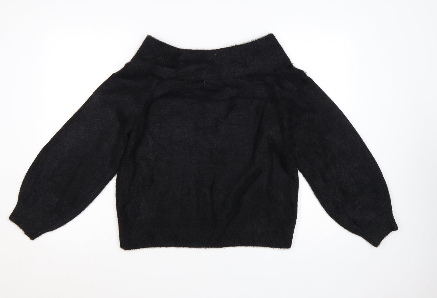 H&M Women’s Black Boat Neck Knit Jumper Size 12 Long Sleeve