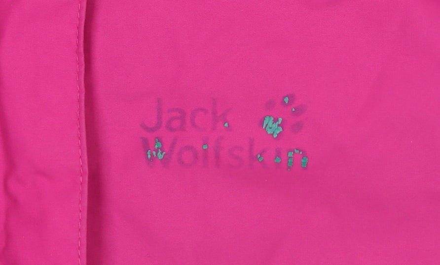 Jack Wolfskin Women Pink Waterproof Hooded Rain Jacket Size 8