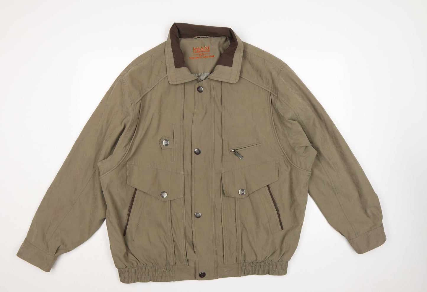 MIAN Men's Brown 3XL Bomber Jacket with Pockets and Lining