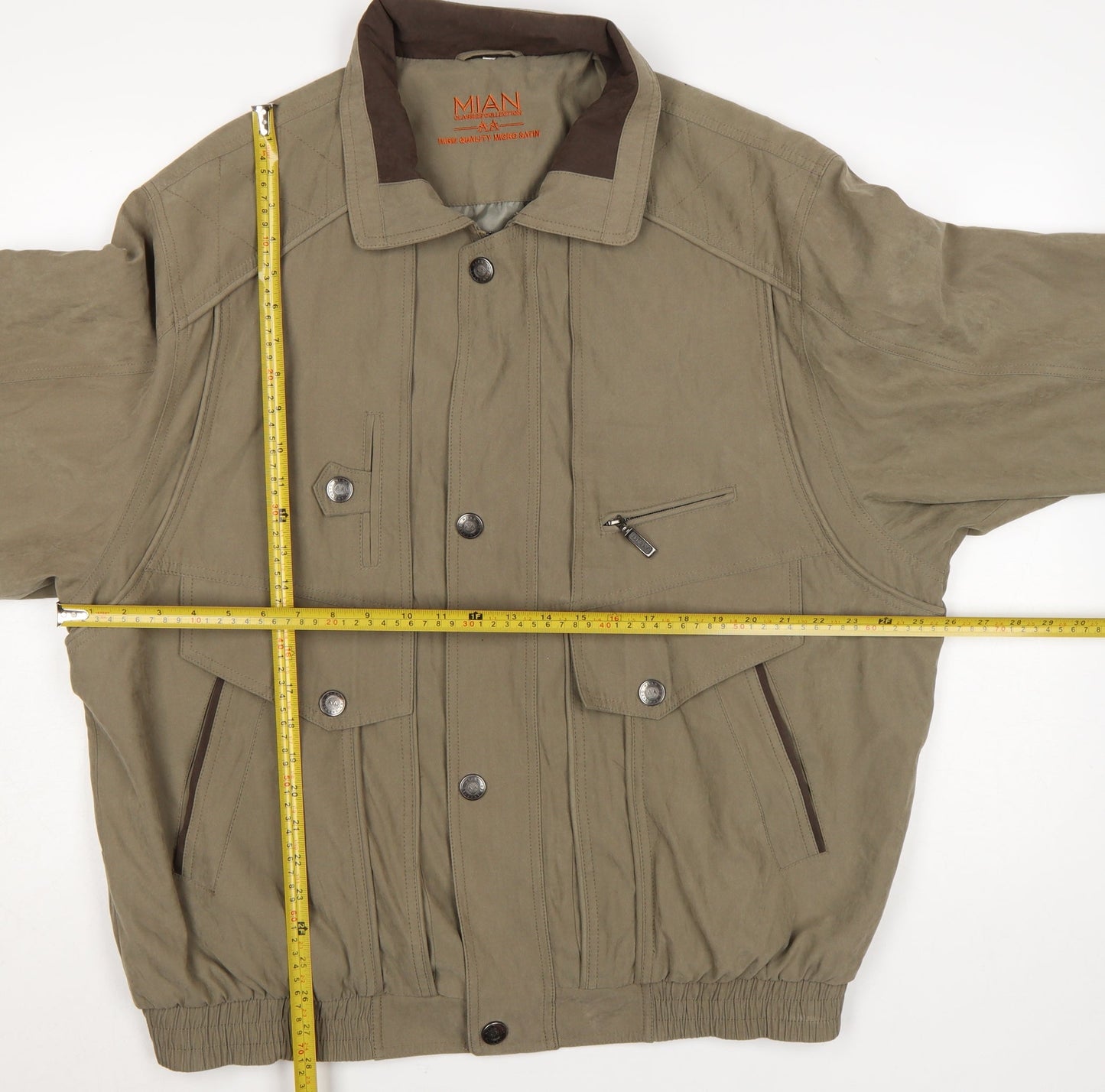 MIAN Men's Brown 3XL Bomber Jacket with Pockets and Lining