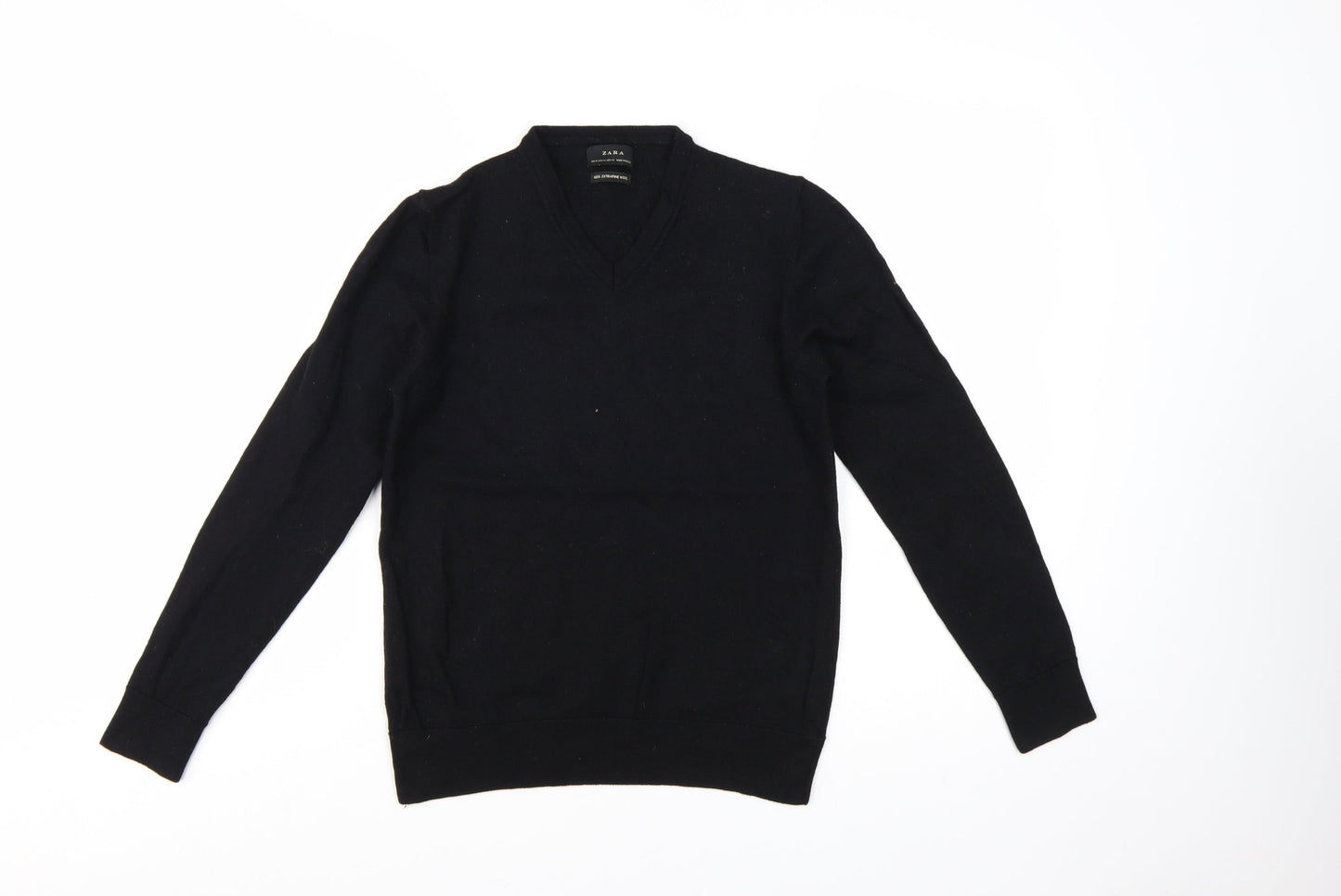 Zara Women's Black Wool V-Neck Long Sleeve Jumper Size 12