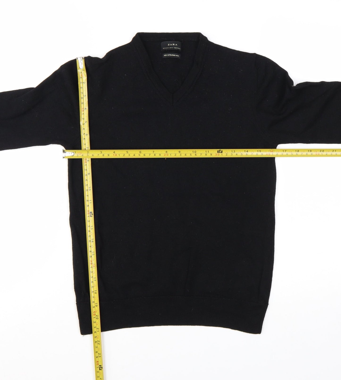 Zara Women's Black Wool V-Neck Long Sleeve Jumper Size 12