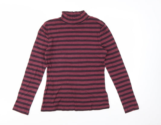 FatFace Womens Purple Striped Roll Neck Long Sleeve Top Size 14
