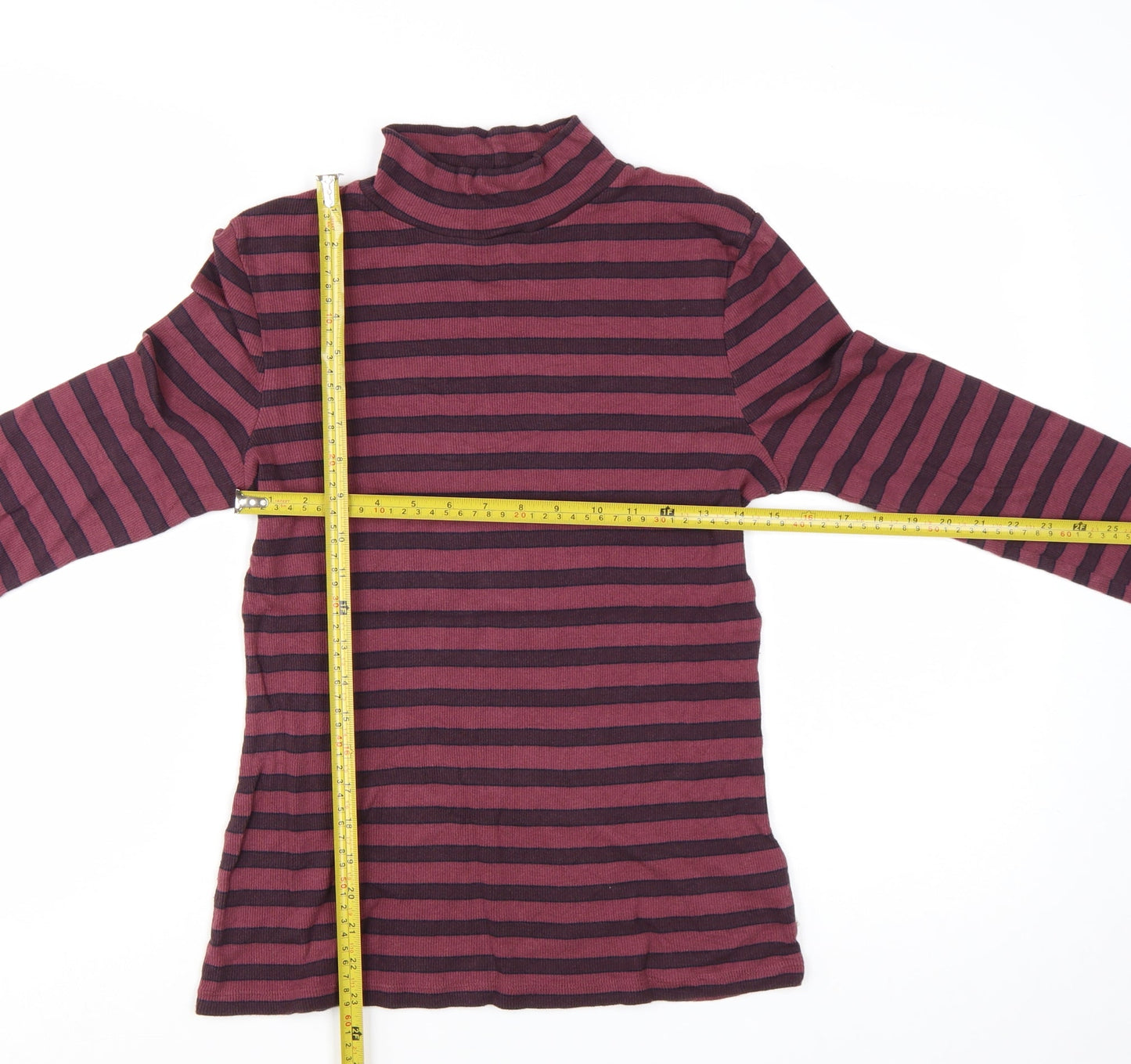 FatFace Womens Purple Striped Roll Neck Long Sleeve Top Size 14