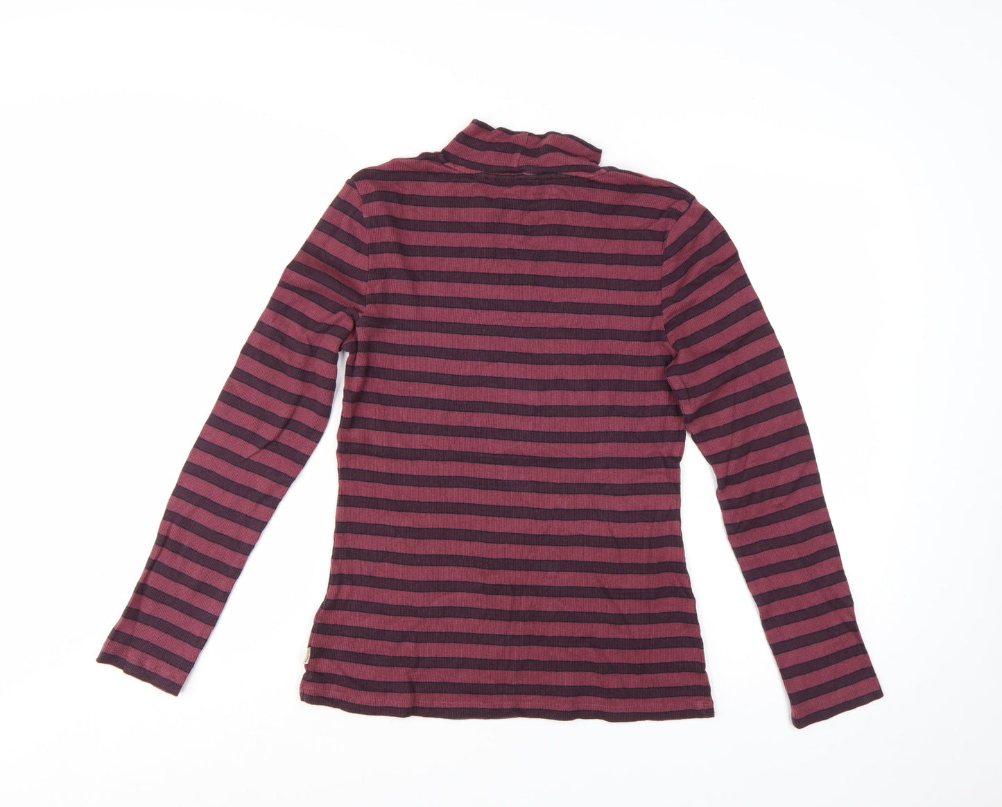 FatFace Womens Purple Striped Roll Neck Long Sleeve Top Size 14