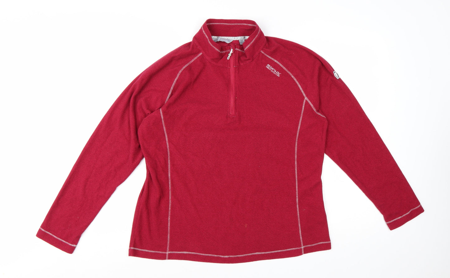 Regatta Womens Red 1/4 Zip Pullover Fleece UK 16 Polyester Outdoor Sweatshirt