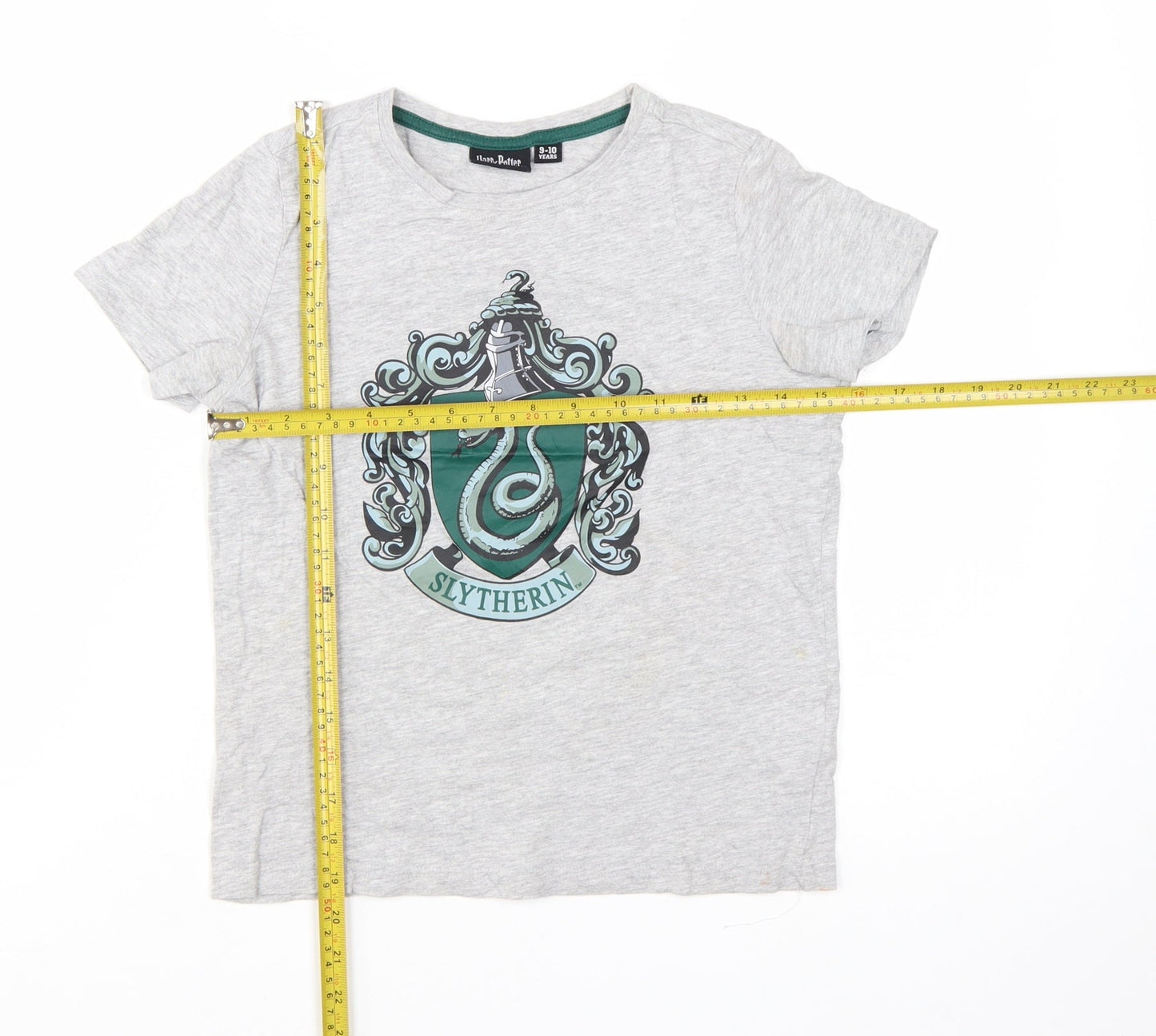 Harry Potter Boys Grey Slytherin T-Shirt 9-10 Years Short Sleeve Cotton Blend
