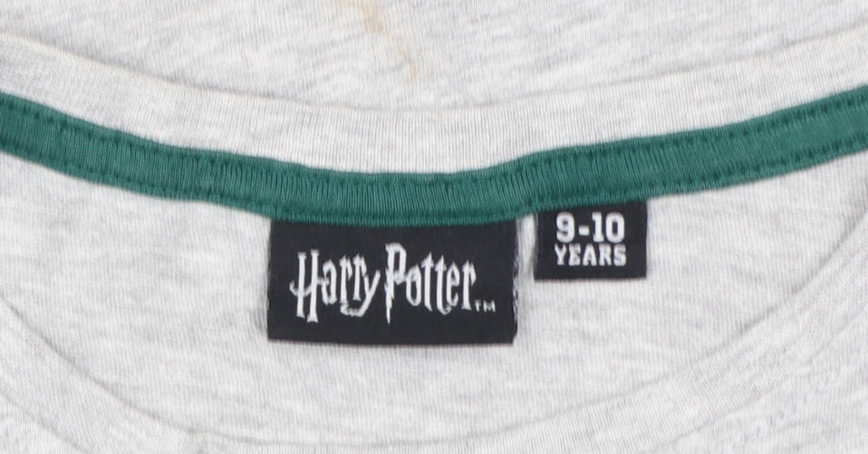 Harry Potter Boys Grey Slytherin T-Shirt 9-10 Years Short Sleeve Cotton Blend
