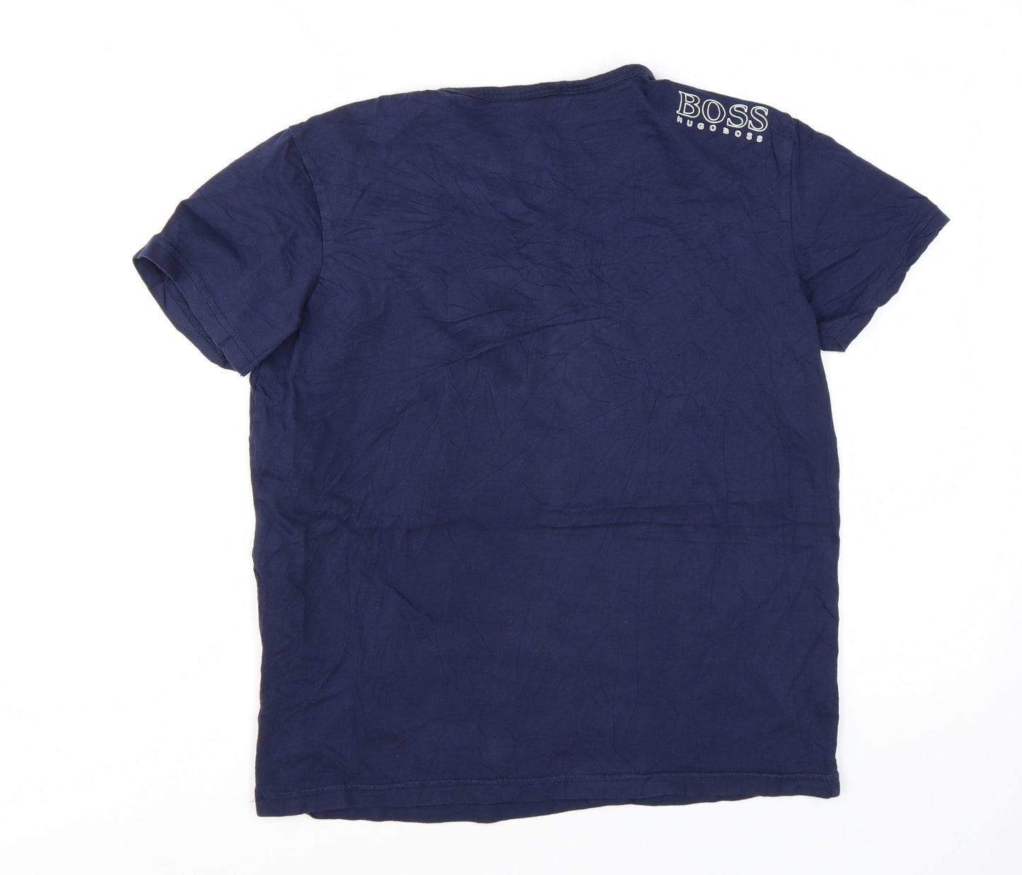Hugo Boss Men's Blue Crew Neck Cotton T-Shirt Size M
