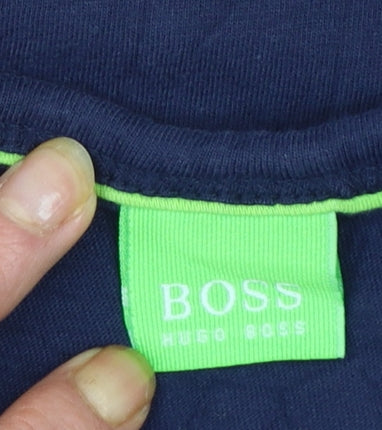 Hugo Boss Men's Blue Crew Neck Cotton T-Shirt Size M