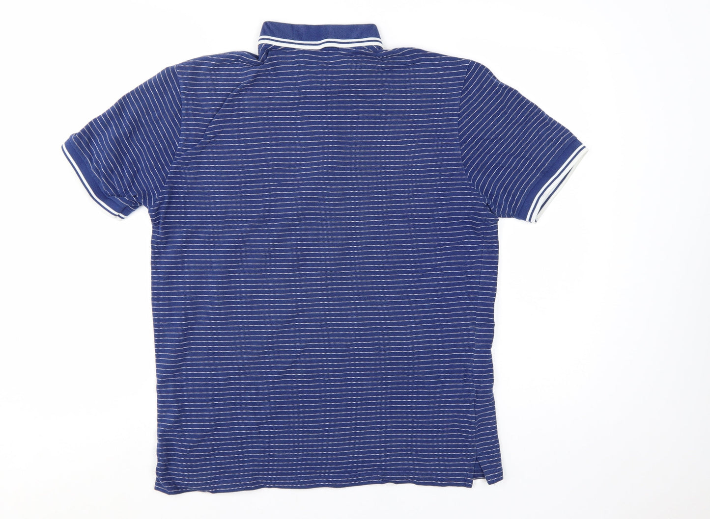 Fred Perry Men's Blue Striped Slim Fit Polo Shirt Size L
