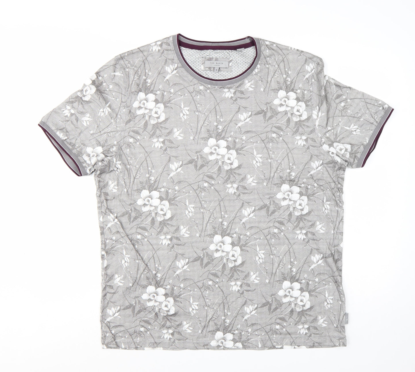 Ted Baker Men’s Grey Floral Cotton Crew Neck T-Shirt 3XL